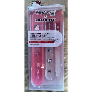 HELLO KITTY Premium Glass Nail File-Set of 2 files with Case--Brand New